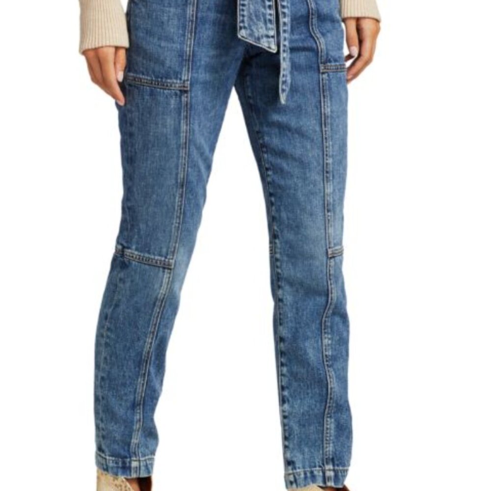Jonathan Simkhai Standard Henley Tie-Waist Straight Jeans Size 31 NWOT - Picture 12 of 16